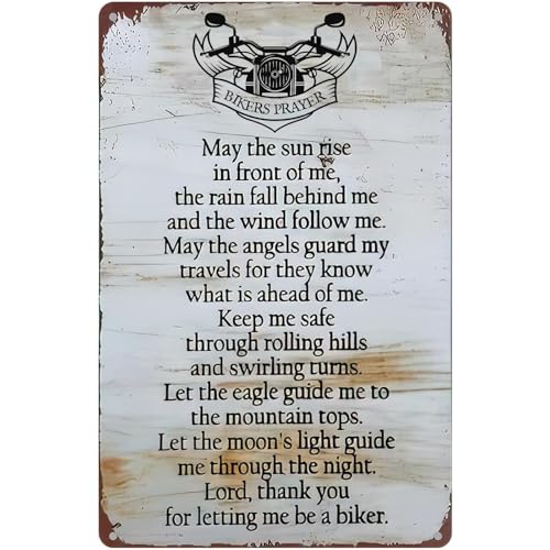 Stmoau Vintage Metal Bikers Prayer Signs