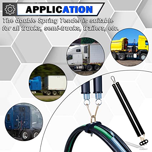Boeray 25" Double Tender Spring Kit For Semi Trucks, Heavy Duty Semi Air Line Tender Kit With Protective Sleeve And 3 Hose Holder Clamp For Tractor Trailer #TOP5
