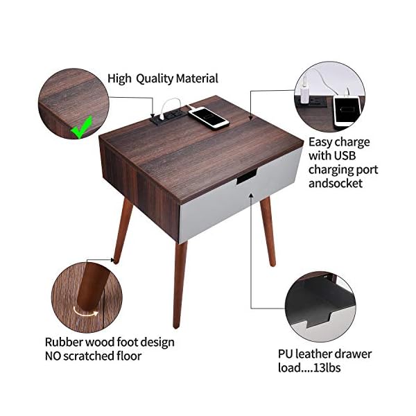 Frylr Nightstand Bedside Tabl, Modern PU Leather Drawer End Table for Bedroom Living Room 18.8''x15.7''x21.5'' - Image 6
