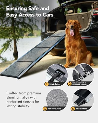 Dog-Ramp-for-Car-63-Long-17-Wide-Portable-Pet-Ramp-Dog-Ramps-for-Large-Dogs-with-Non-Slip-Rug-Surface-Dog-Car-Ramp-for-SUV-Car-Truck-Folding-Dog-Ramp-Up-to-250LBS Dog Ramp for Car 63 Long 17 Wide Portable Pet Ramp Dog Ramps for Large Dogs with Non Slip Rug Surface Dog Car Ramp for SUV Car Truck Folding Dog Ramp Up to 250LBS