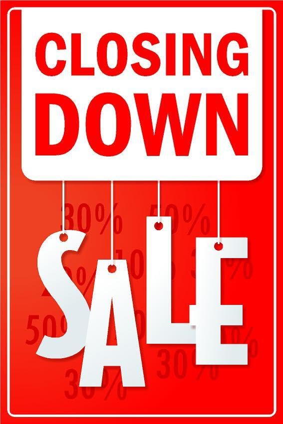 Closing down sale - Self adhesive sticker (600mm x 400mm)