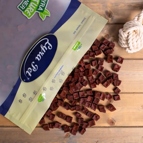 Lyra Pet® 1 kg Pferdefleischwürfel Hundefutter Snack fettarm schonend getrocknet getrocknet Leckerli Kausnack Kauartikel für Hunde Kauspaß