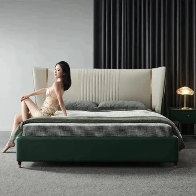 Nice Maple Yollo Upholstered Luxury Bed with Storage in Green Leatherette (Luxury Bed:16)