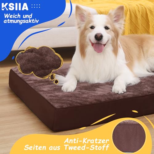 KSIIA Orthopädisches Hundebett Große Hunde, XXL, 119x73x9cm, Pralinen
