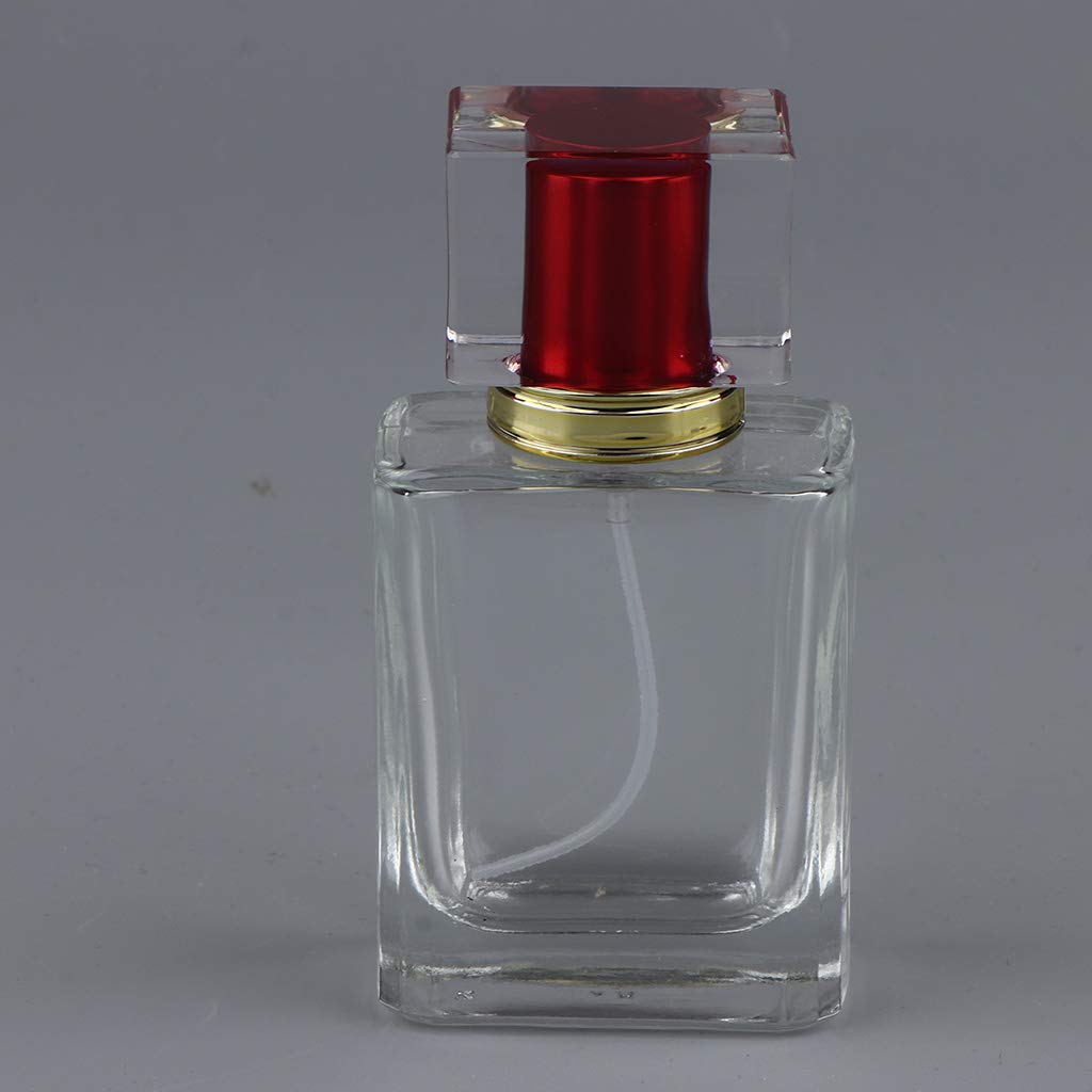 Geardeangloow Leere Glas-Parfüm-Duftflaschen, Aftershave-Sprühbehälter, 50 ml, rote Kappe, 10 Stück
