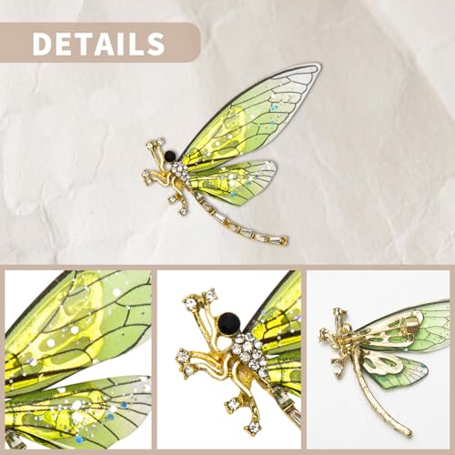 Image of Elegant Rhinestone Dragonfly Brooches Pin, Delicate Insects Brooch Lapel Pins for Women Men Wedding Party
