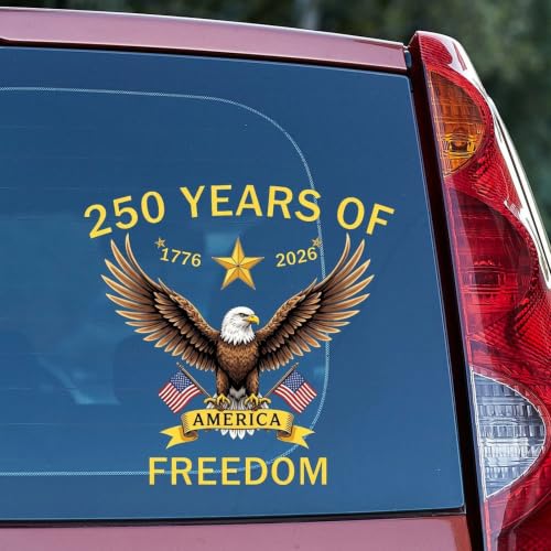 Image of 2pcs 250th Anniversary of America Merchandise Car Window Decal | 4th of July Independence Day Sticker 1776-2026 Commemorative Bumper Stickers for Car Truck Waterproof Vinyl Decals 10 inch
