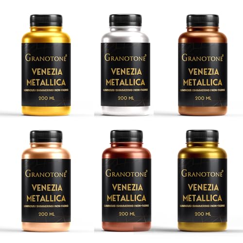 Image of GRANOTONE Metallic Acrylic Paint Set 6 Colors 7 oz Each