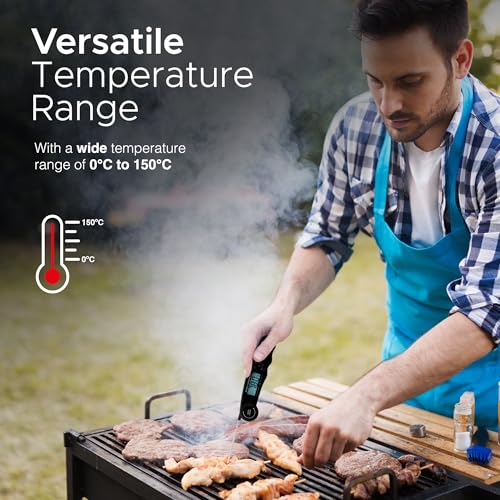 Keplin Meat Thermometer - Instant Read Food Thermometer with Backlight LCD, Foldable Design, Auto Turn Off, Magnet, Fast 3-Second Response, Temperature Range 0-150°C, Includes Bottle Opener - Black - Image 4