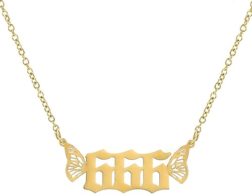 Collares de mariposa con números de ángel para mujer 444 666 777 888 delicada numerología gargantilla joyería oro collar regalos de cumpleaños
