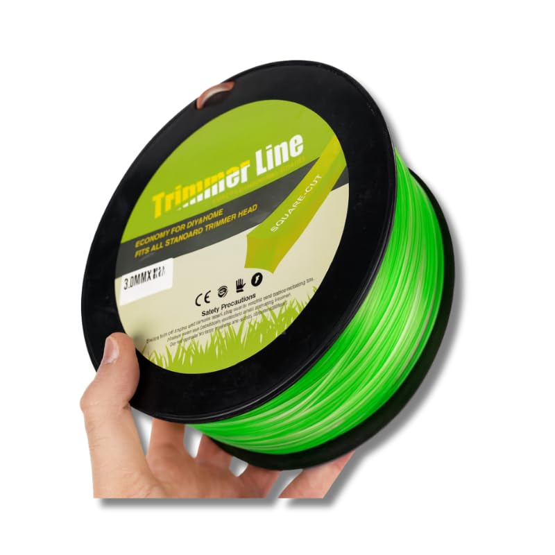 Fio de Nylon para Roçadeira 3.0mm Quadrado Verde | Carretel com Aproximadamente 200m | Alta Resistência e Corte Profissional | Compatível com Diversos Modelos | Perfil Square-Cut
