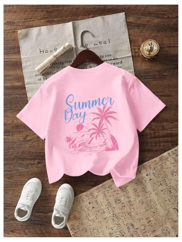 Image of SOLY HUX Girl's Short Sleeve Graphic Tees Crew Neck Beach Tops Casual Summer T-Shirts