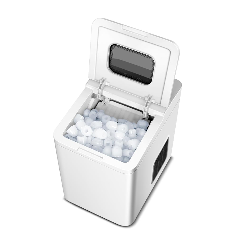 Ice Makers Countertop With Soft Chewable Pellet Ice, Portable Ice Machine Self-Cleaning, 26lbs/24h,9 Ice Cubes/6 Mins, Pellet Ice Maker For Home Kitchen(Color:White) on Fridge.com - View 1