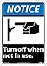 NMC National Marker Corp. NGA23AB Notice, (Graphic) Turn Off When Not in Use Sign, 14 Inch X 10 Inch, 0.040 Alum