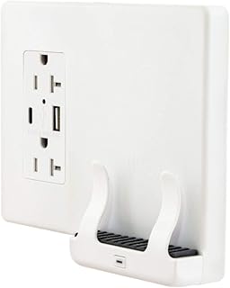 Wireless Wall Mount Qi Charger with USB-A and USB-C Charging Ports, Two Power Plugs - White (20 Amps)