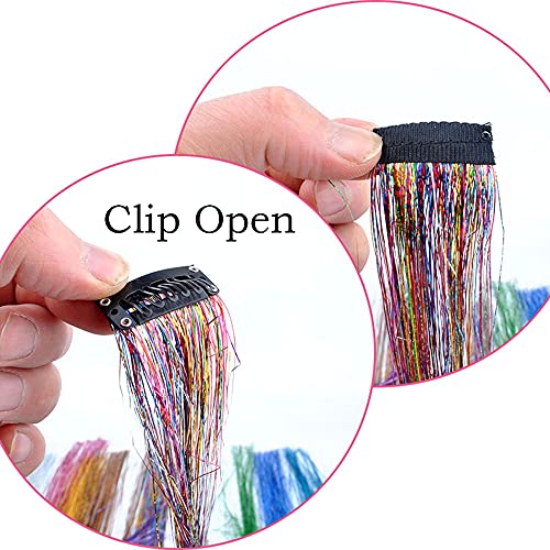 Vieuinaux Clip In Hair Tinsel Hairpiece,Tinsel Hair Extensions,12 Colors Random Hair Tinsel Bling Hairpiece Glitter Hair Extensions For Women Girls #TOP3