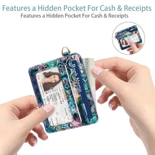 Image of Slim Minimalist Pocket Credit Card Holder Wallet Women | RFID Blocking Lightweight Thin Small Cute Card Cases, Mandala