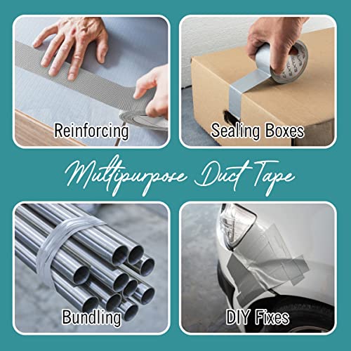 Image of EXTRIC Duct Tape, Heavy Duty Silver Duct Tape, Strong Adhesive 2 inch x 60 Yard, 6 Rolls Bulk, Waterproof for Indoor and Outdoor Repairs