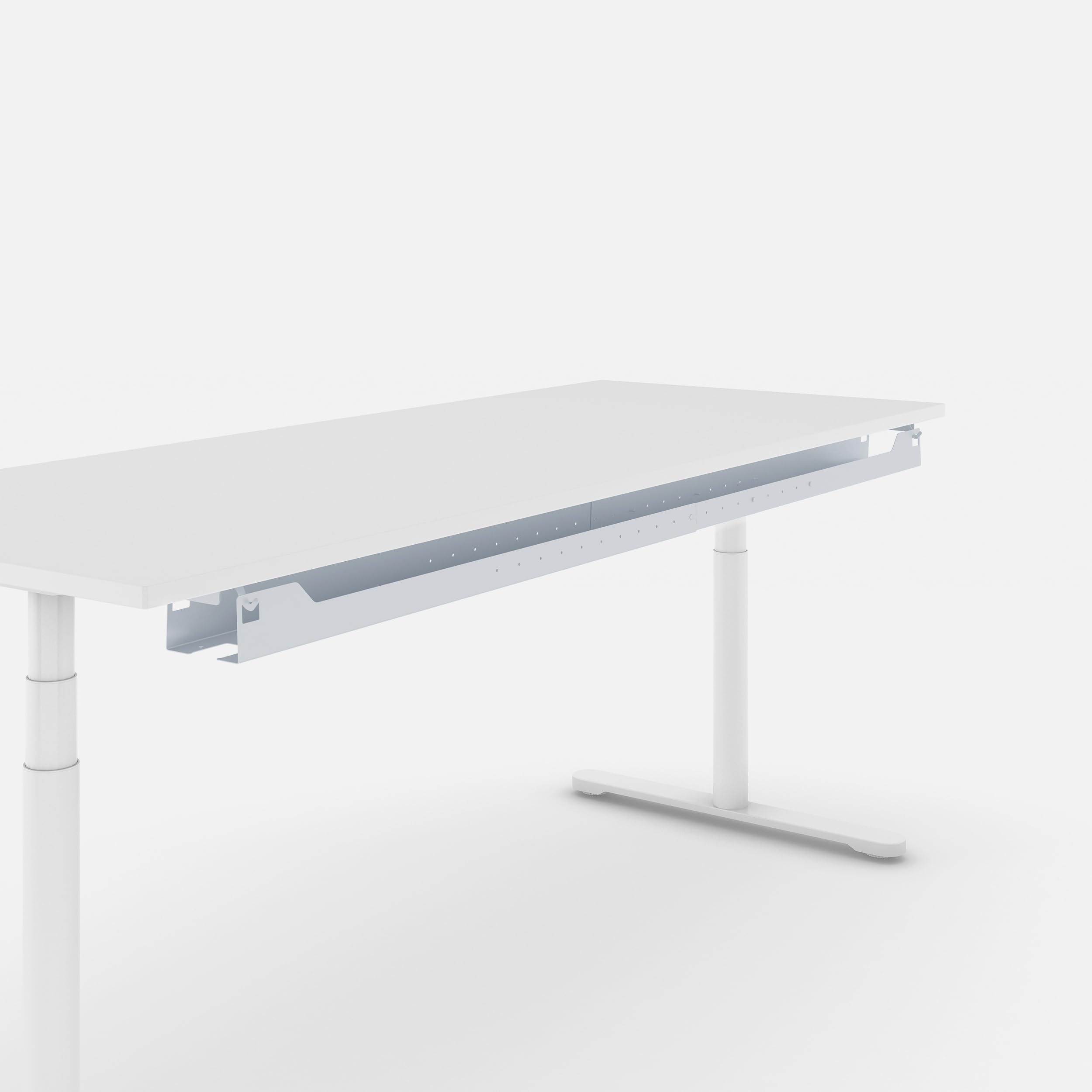 Kabelwanne Stretch – Flexible und Universelle Kabelführung für Schreibtische, Einfache Montage, breitenverstellbar 104cm - 184cm, Weiß