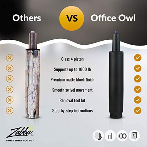 Office Owl Chair Gas Lift  Replacement Gas Cylinder w/Removal Tool, Gloves & Detailed Instructions - Universal Size Pneumatic/Hydraulic Piston Parts