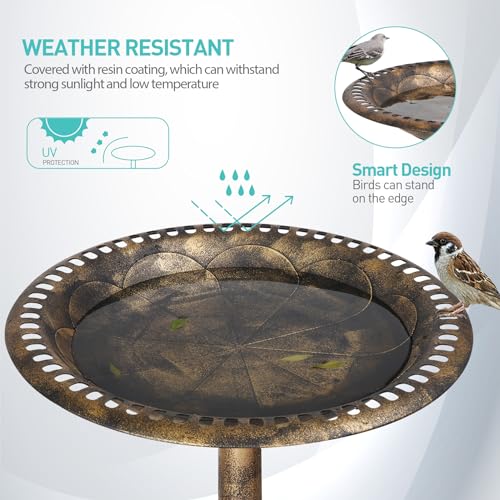 Zenstyle 0650 28 Inch H Resin Sitting Pair Bird Bath Pedestal Outdoor Garden Décor thumb #3