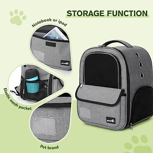 pecute Katzenrucksack 6kg Haustier Rucksack für Kleine Hunde, Tragbare und Faltbare Katzentasche, Atmungsaktive und Leichte, Mit Sicherheitsseil und Reißverschluss mit Schloss für Reisen Bergsteigen