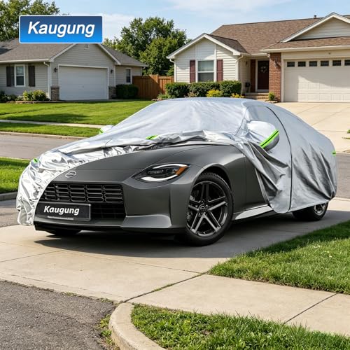 Image of Kaugung Car Cover Custom Fit for 350Z 370Z Z (2002-2026), 6 Layers Waterproof All Weather for Automobiles Full Exterior Cover Rain Sun Snow Protector with Door Zipper. Silver
