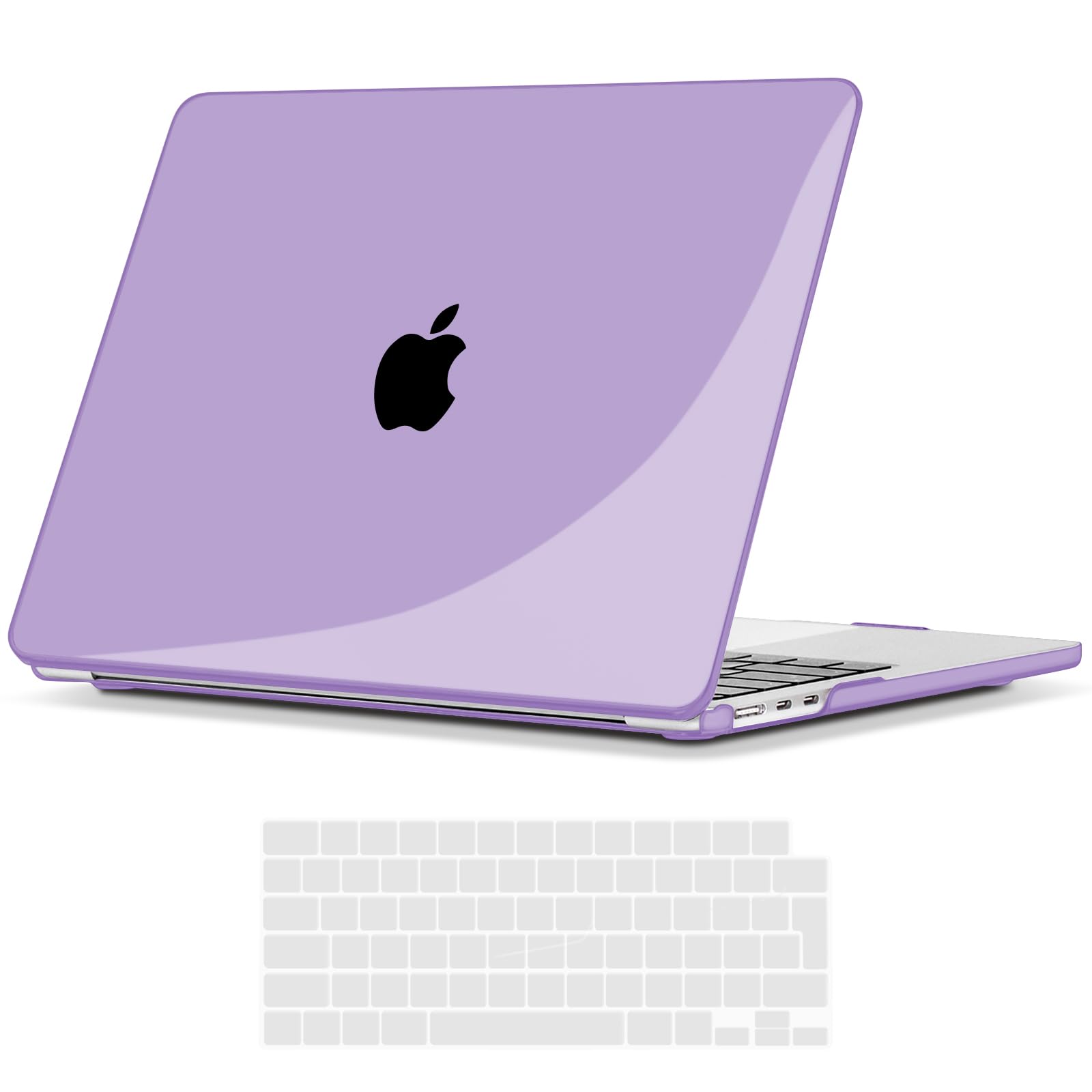 TECOOL Cover compatibile con MacBook Air M4 M3 M2 13,6 Pollici 2022 2024 2025 (A3240 A3113 A2681), Custodia Rigida Protettiva Sottile in Plastica e Copritastiera UE, Cristallo Lilla
