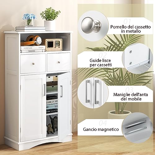 COSTWAY Armadio da Terra con 2 Porte, Mobile da