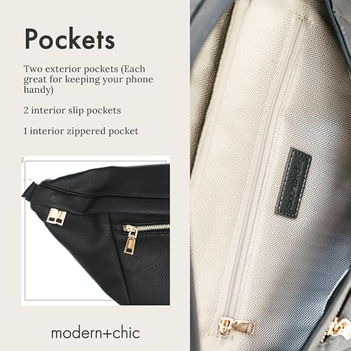 Modern+Chic Sling Bags for Women - Presley Oversized Sling Bag, Vegan Leather Crossbody Bag with Strap & Multiple Pockets (Black)4