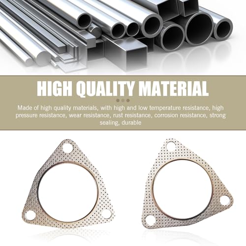 Image of Eratus 2 PCS Automobile Exhaust Pipe Interface Turbocharger Gasket, 2.99 inch ID Three-hole High Temperature High Pressure Leakproof Flange Seal, Modified Replacement Accessories, for Cars (Silver)