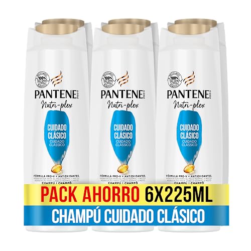 Pantene Champú Cuidado Clásico Nutri-Plex con fórmula Pro-V + Antioxidantes, Para Cabello Normal y Mixto, 6 x 225 ML