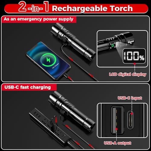Image of Shadowhawk Rechargeable LED Torch 500000 Lumen Super Bright Flashlight