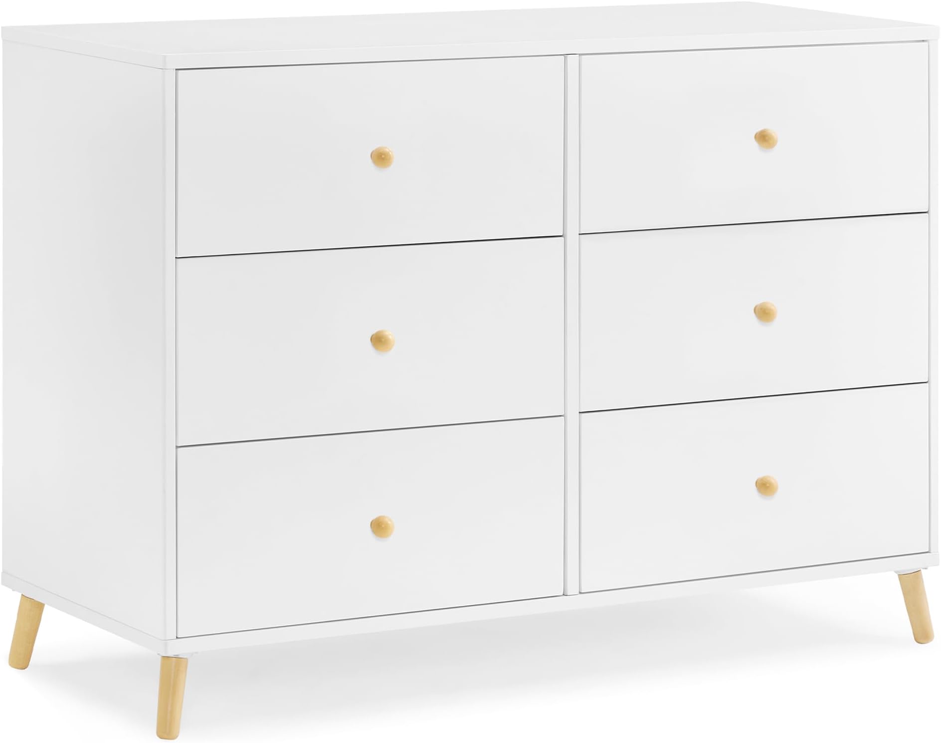 Essex 6 Drawer Dresser, Bianca White/Natural