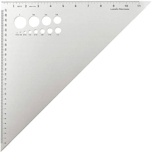 Ludwig Precision 83112 - Triángulo de dibujo de aluminio de 12 pulgadas, 45-90 grados, 83112