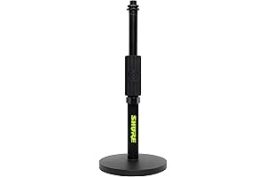 Gator Round Base Desktop Mic Stand with Standard Height-Adjustable Twist Clutch and 6" Base