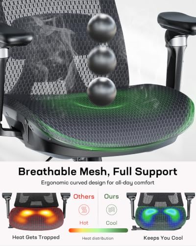 Image of Marsail Big and Tall Mesh Ergonomic Office Chair with 6D Armrests, 3 Pack