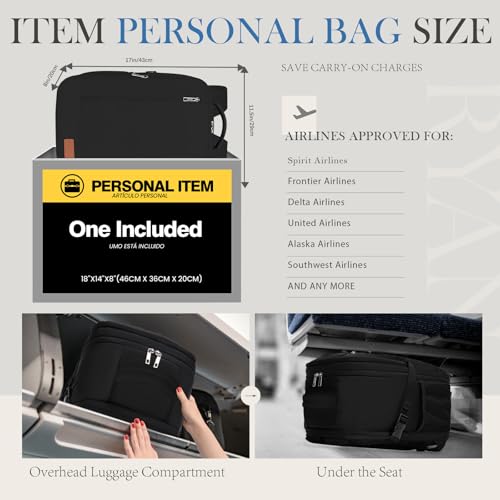 Image of Lossga Travel Backpack, Personal Item Bag 18x14x8 Inches, Frontier Airlines Travel Bag, Weekender Bags for Women and Men, Water Resistant Lightweight Carry on Flight Approved for Traveling Business