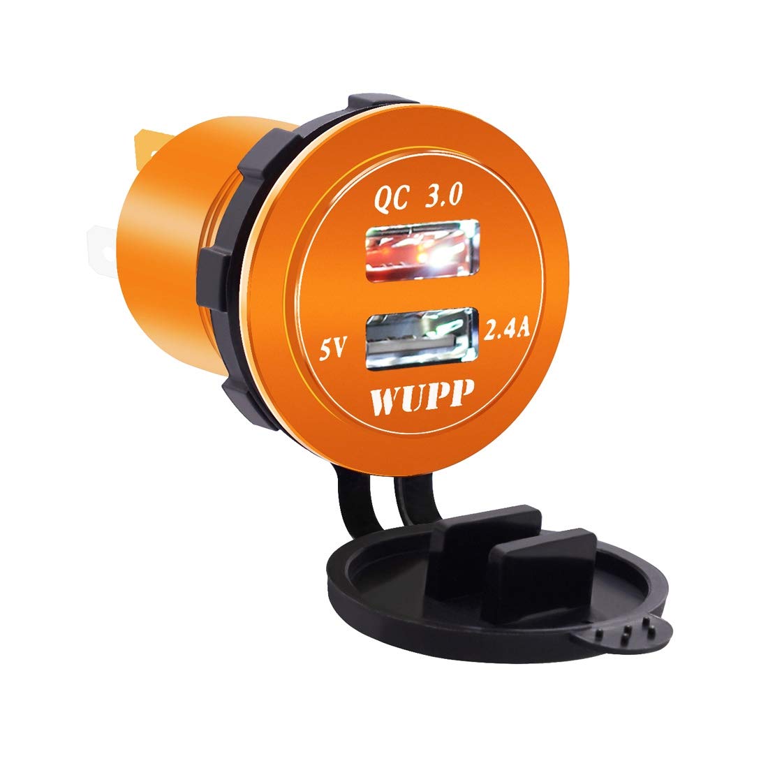 Coche Cargador de teléfono, de Carga rápida Universal 3.0 Cargador de Coche, de Doble Puerto USB Cargador de aleación de Aluminio Cargador de Coche USB 5V 2.4A IP66 FreeLeben (Color : White Light)