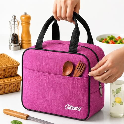 Image of Crasts Insulated Travel Lunch Bag for Office, School & College Waterproof Thermal Tiffin Bag for Men, Women & Kids | Small Lunch Carry Bag with Front Pocket for Picnic & Daily Use Lunch Bag (Pink)