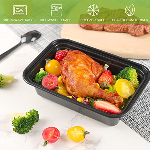 Moretoes 50 Pack Meal Prep Plastic Food Containers With Lids 24Oz, 1 Compartment Disposable Food Storage Containers, Reusable Lunch Boxes Food Grade Bento Box, Microwave/Freezer/Dishwasher Safe #TOP2