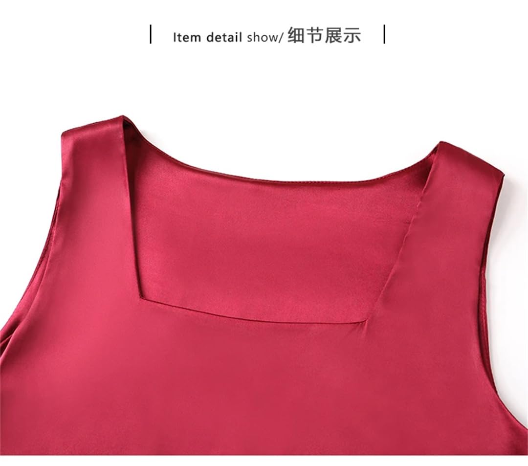 Camicie da donna senza maniche in raso da ufficio in seta casual estate colletto quadrato top