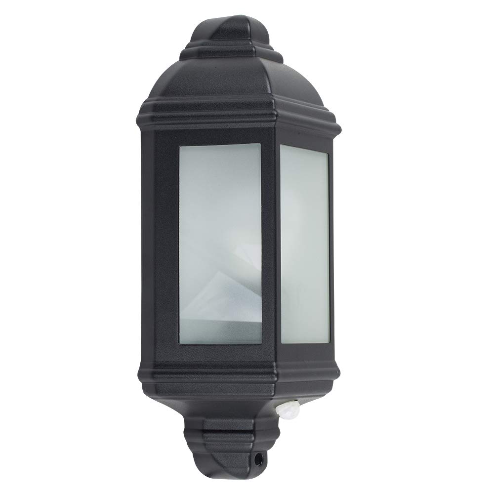 MiniSun | Traditional Black Aluminium PIR Motion Sensor Wall Lantern | Outdoor Wall Lights, Home Décor & Improvement Essential | Includes 6W LED Bulb | Mains Wired