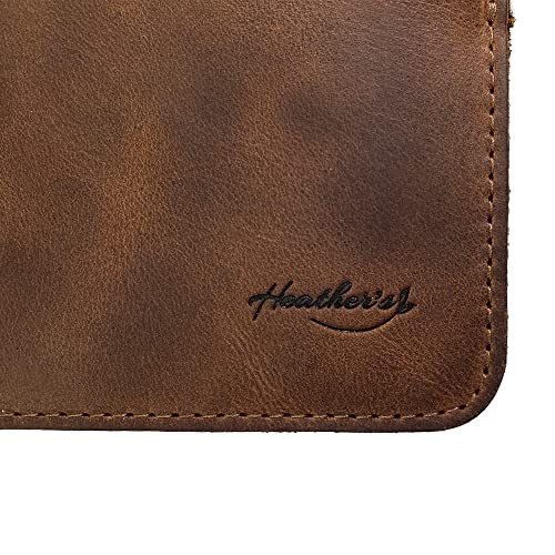 Heather's, Zippered Wallet Handmade from Full Grain Leather - Holds up to 6 Cards Plus Folded Bills & Coins, Money Organizer, Travel Pouch, Everyday Accessories :: Bourbon Brown3