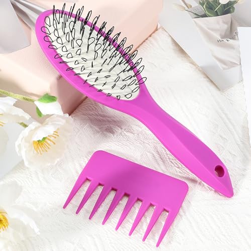 Wig Brush Comb Set, Premium Matte Grip, 2pcs Professional Extension Brush with Ergonomic Travel Size Design for Human and Synthetic Hair - Thumbnail 7