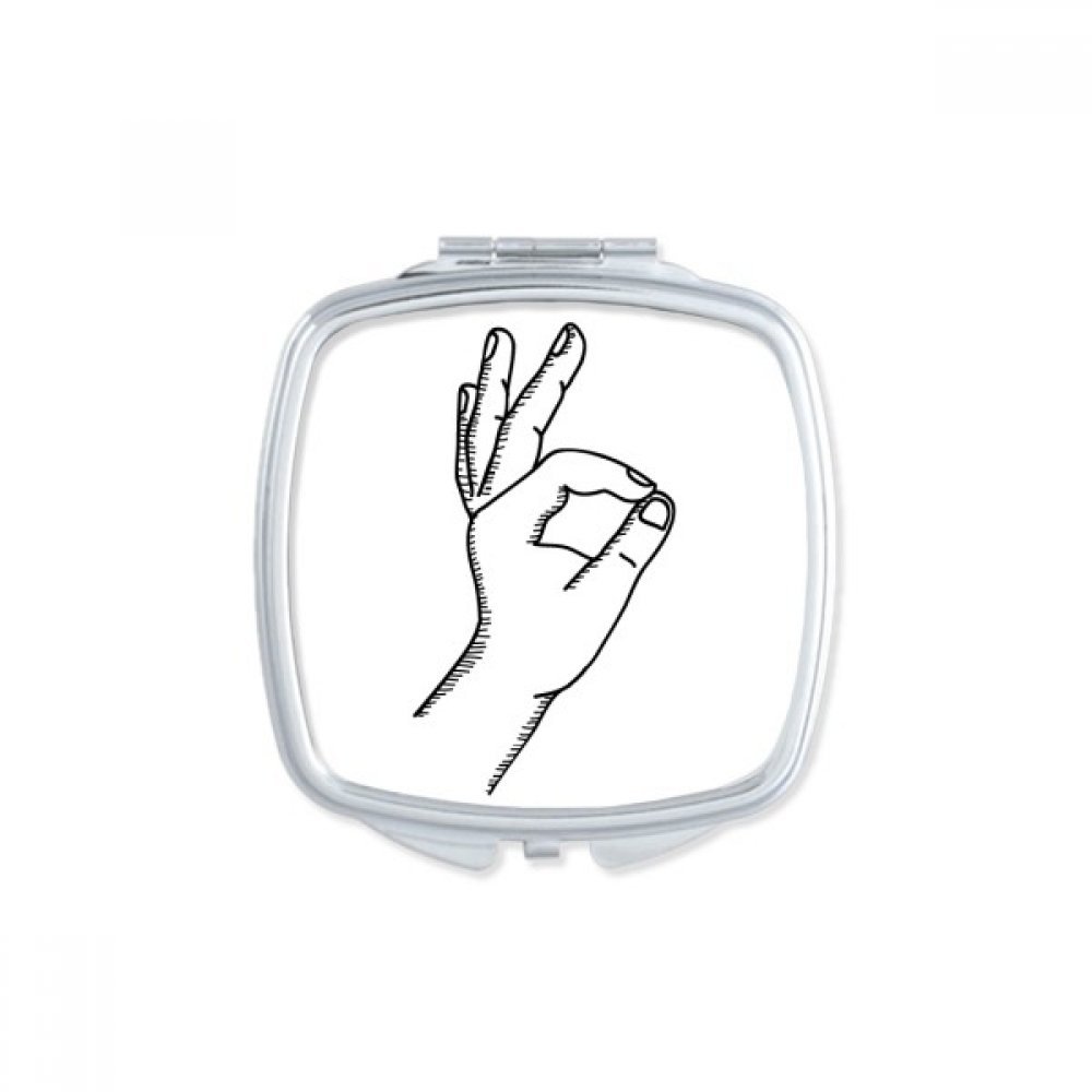 Miroir de maquillage compact carré au dessin de geste ridicule de DIYthinker