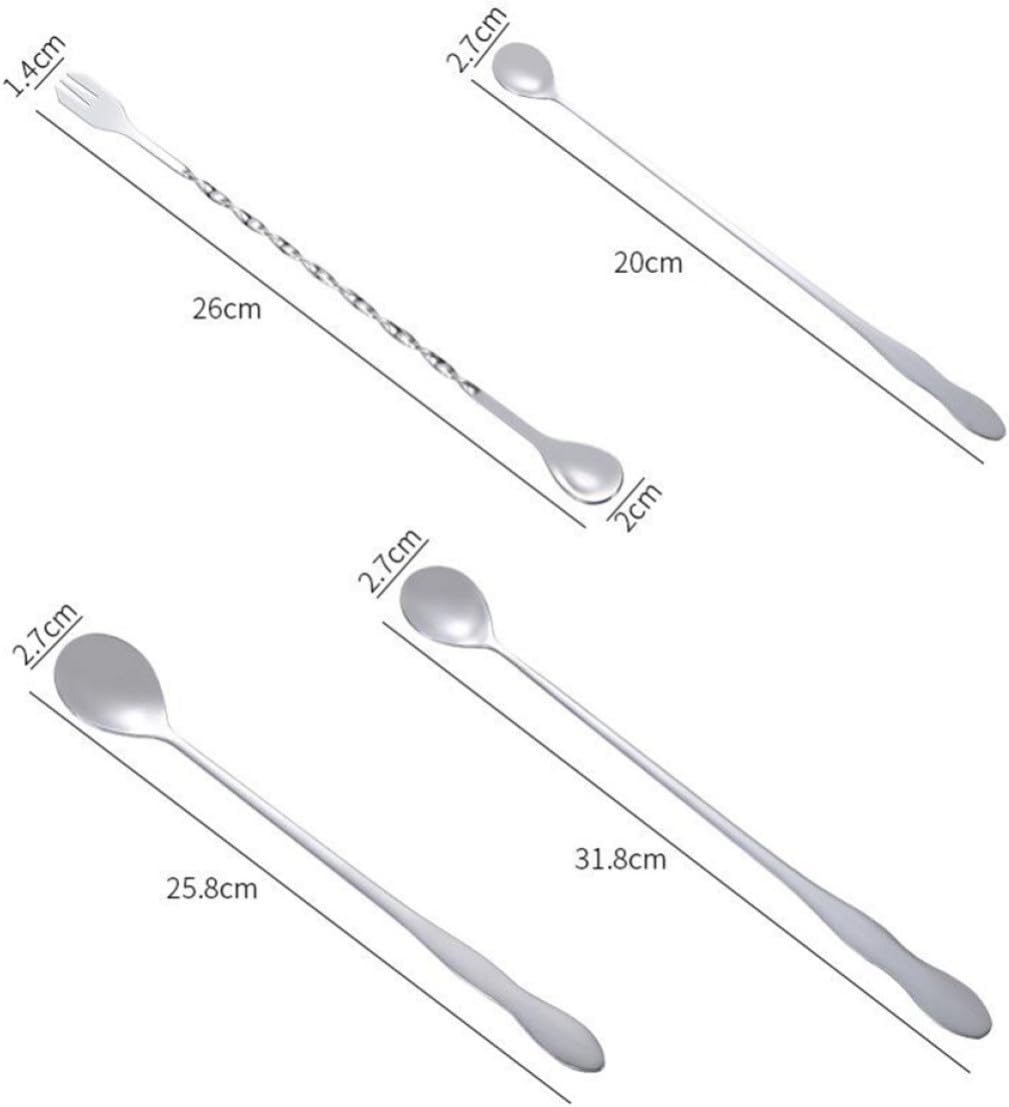 Outanaya Long Handle Stirring Spoons Ice Spoons Stainless Steel 6pcs with Gourd-shaped Handles, Corrosion-proof for Restaurant and Bar Use