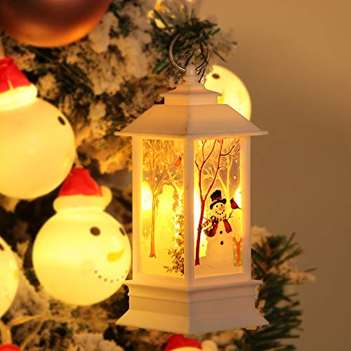 Preisvergleich Produktbild Tragbare Kerzenleuchte, SUNJULY Weihnachtsdekoration Lampe Hängelicht Romantische Weihnachtsschmuck Nachtlicht für Schlafzimmer, Hotel, Weihnachtsbäume, 5,5x5,5x13cm(Schneemann)