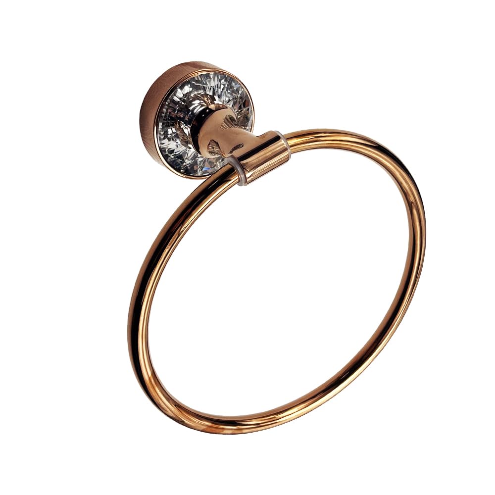 EagleWiz Crystal Towel Ring Copper Finish Rose Gold Diamante Towel Holder Excellent Finish Wall holder Bathroom Accessory with General Wall Fittings (RoseGold) - Image 4