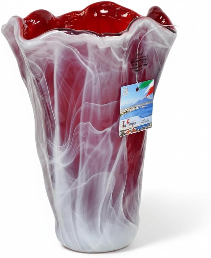 Tide Iris Red Murano Glass Vase